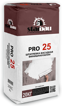 Старбау Про25 Шпатлёвка фасадная финишная белая (20кг) 3335 - фото 6980