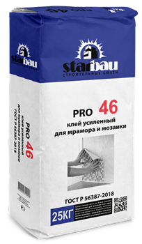 Старбау Про 46 Клей белый усиленный для мрамора и мазайки (25кг) 3356